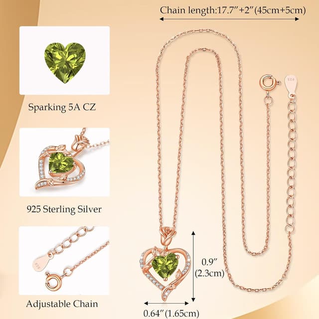 Detalle de Collier cœur et rose en argent 925 MISUMOR