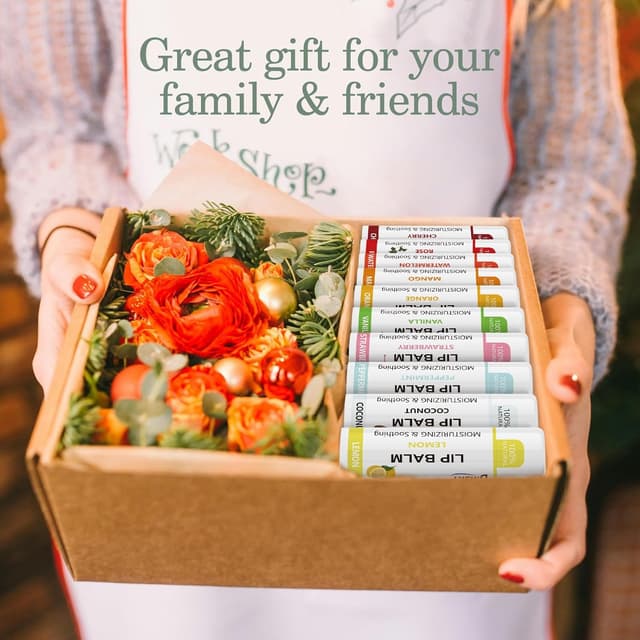 Detalle de 40 Pack Fruit Lip Balm Variety (10 Flavors) with Coconut Oil, Beeswax & Olive Oil