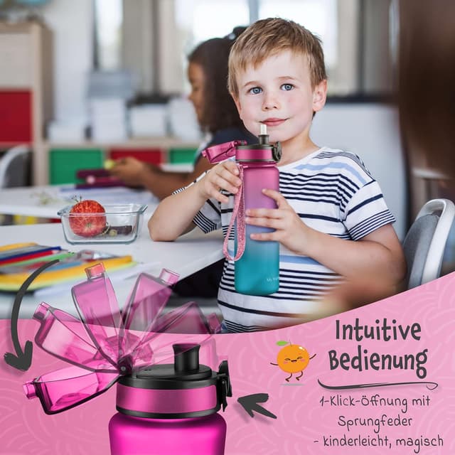 Detalle de My Vesperbox® Trinkflasche Kinder 500 ml – auslaufsicher, kohlensäuregeeignet inkl. Ersatzdichtung