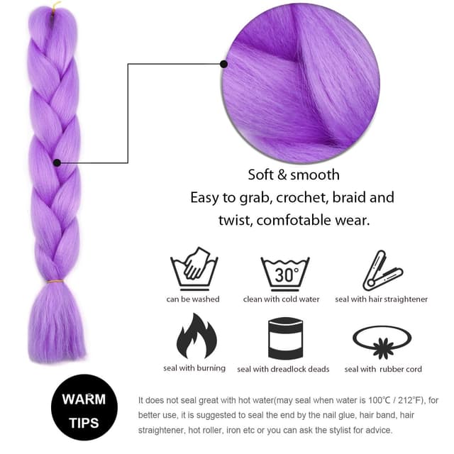 Detalle 2 de Luxiremi Hell Lila Flechtzopf Haare 60 cm