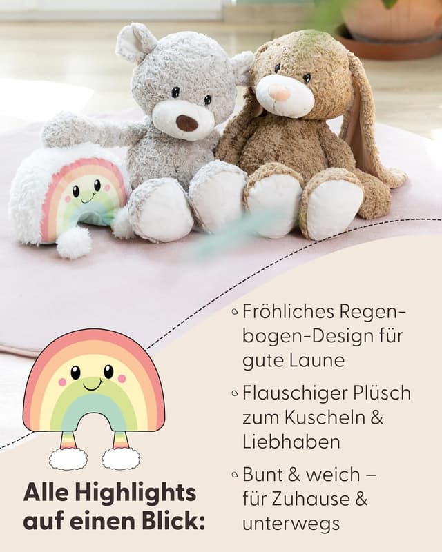 Detalle 2 de NICI Kuschelfigur Regenbogen Nibsi, 28 cm – weiche Plüschfigur zum Kuscheln & Spielen