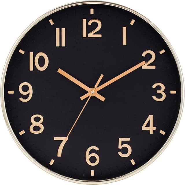 Thumbnail 6 de 12 Inch Wall Clock Silent – Modern Gold 🕰