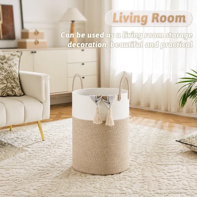 Thumbnail 4 de Artfeel 60L Cotton Rope Laundry Basket
