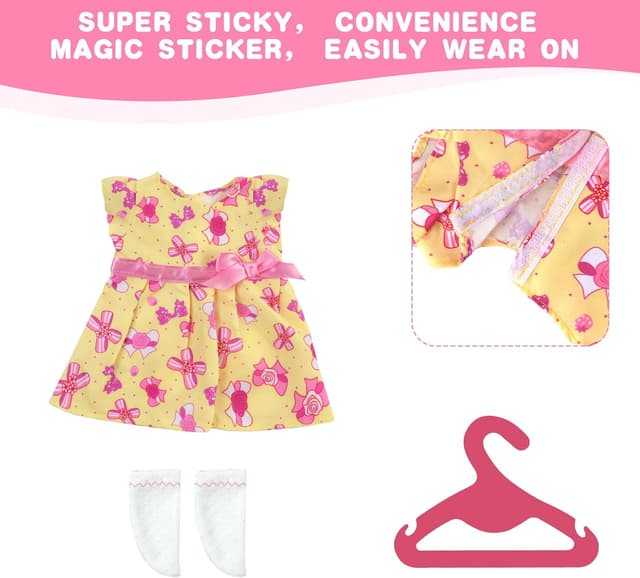 Detalle 2 de Aolso set vestiti per bambole New Born Baby Doll da 35-45 cm (con cappello), confezione da 4 pezzi arcobaleno