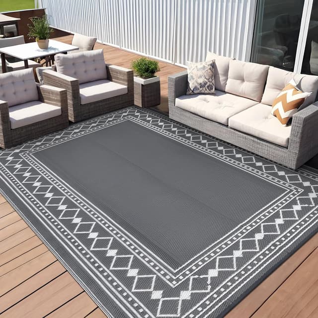 Detalle de CAROMIO outdoor plastic straw rug 270 x 360 cm