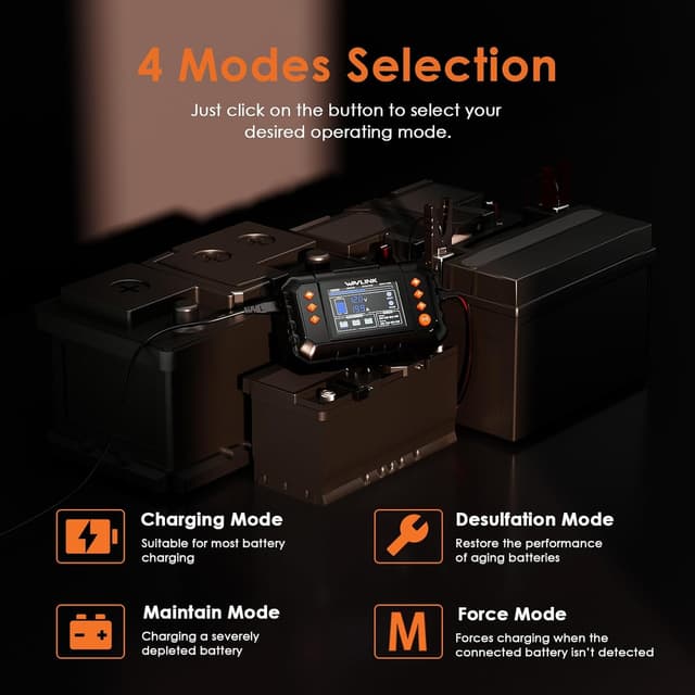 Detalle de WAVLINK 280W Smart Battery Charger (Max 20A) for 6V/12V/24V Lead-Acid & LiFePO4