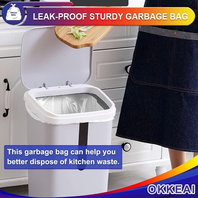 Detalle 2 de OKKEAI small pedal bin liners bathroom bin bags (8l) – clear plastic rubbish bags