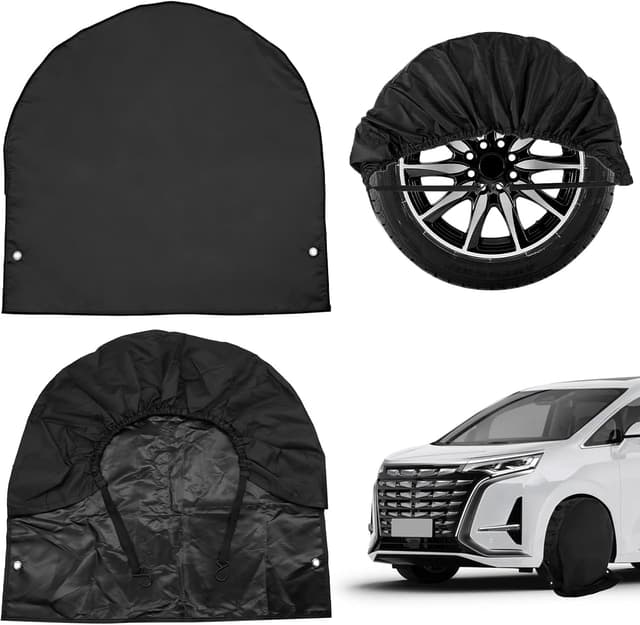 Detalle de BEASAFY 2er-Set Reifensäcke (27–29 Zoll) für Wohnwagen – wasserdichte Radabdeckung aus Oxfordstoff in Schwarz