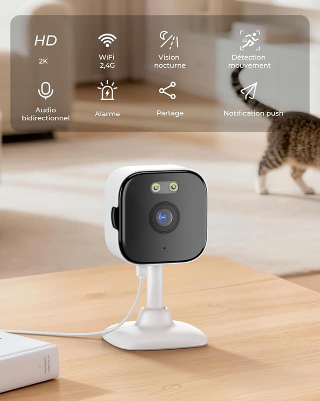 Detalle 2 de ANBIUX Camera Surveillance WiFi 2K — caméra intérieure