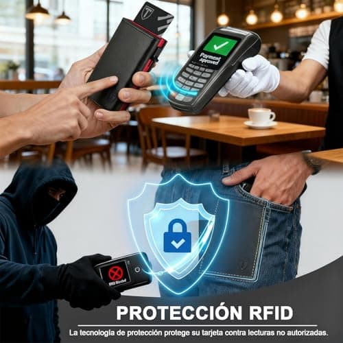 Detalle de TENBST Cartera a cuadros para hombre 10 cm