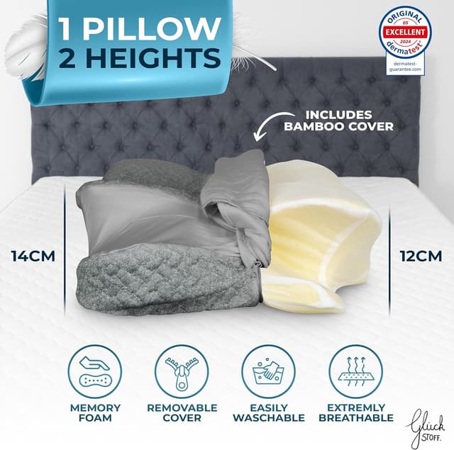 Detalle 2 de Glückstoff Orthopedic Neck Pillow for All Sleep Types
