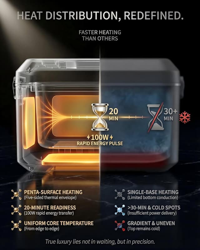 Detalle 2 de RUDAP Cordless Electric Lunch Box (24000mAh) – 1.2L Portable Food Warmer with 5 Heating Modes