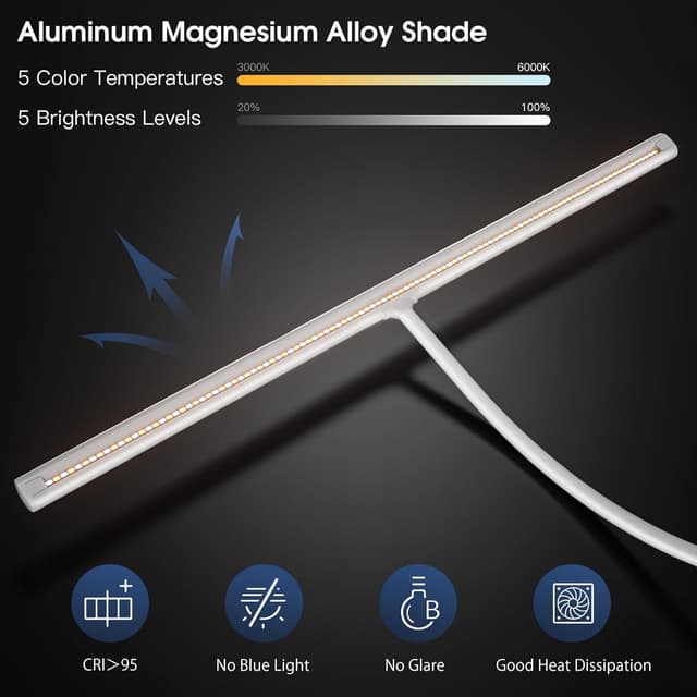 Detalle de EYOCEAN LED-Schreibtischlampe 24W, 80 cm mit Gestensteuerung & Fernbedienung