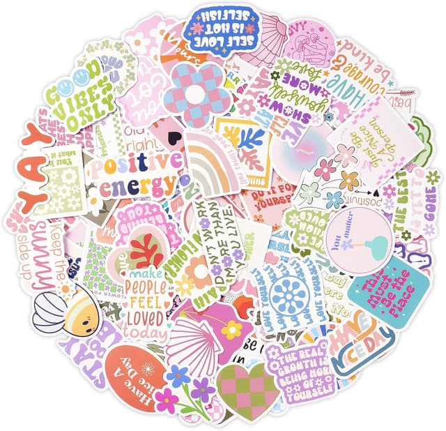Detalle de Vicloon 100PCS Pink Motivational Stickers (Waterproof PVC, re-pasteable)