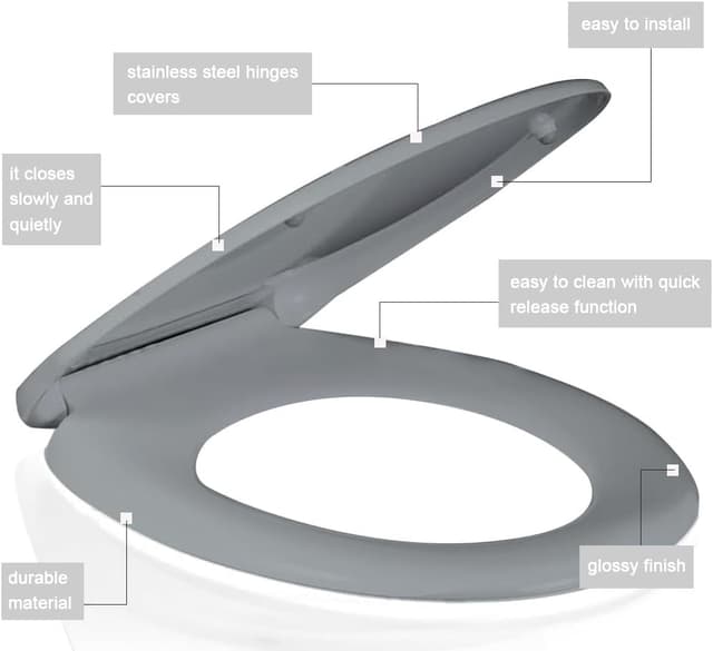 Detalle de Ram® Abattant WC à libération rapide en ABS gris (fermeture douce)