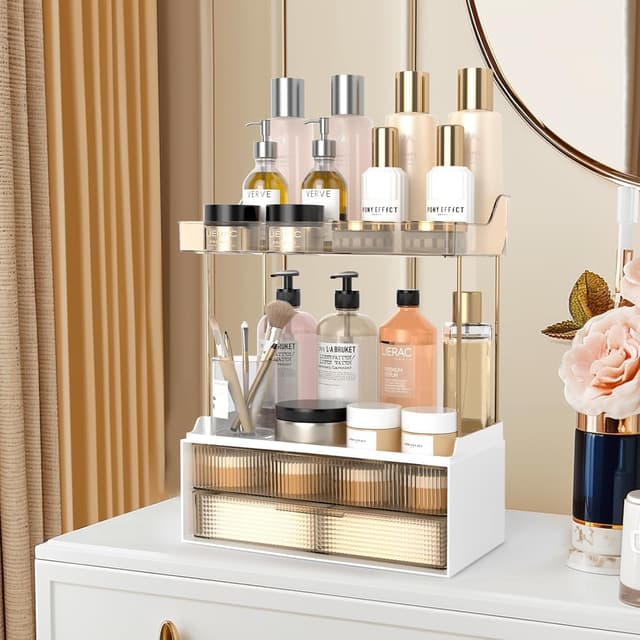 Detalle de KJIXYUNG organizzatore trucco 2 cassetti