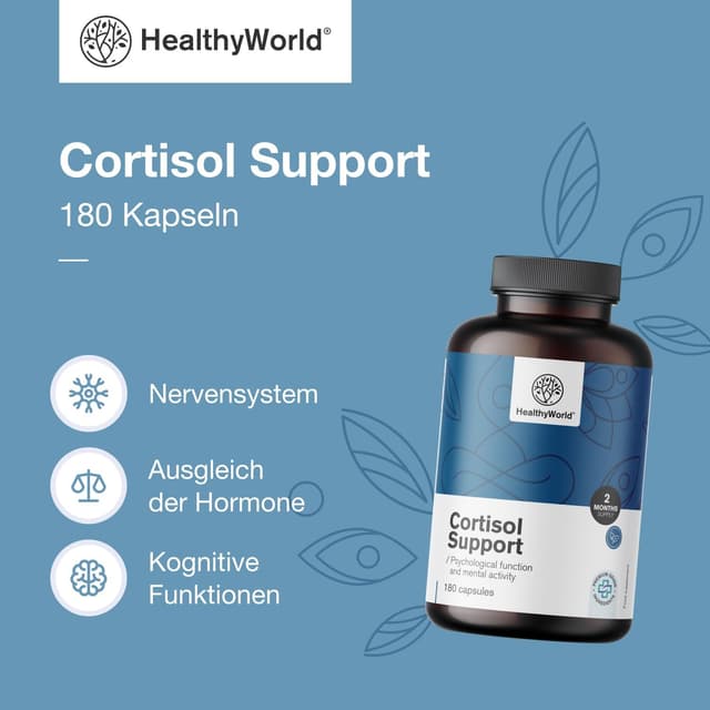 Detalle de HealthyWorld Cortisol Support 180 Kapseln đź’Š