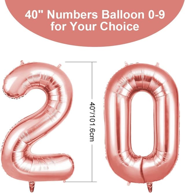 Thumbnail 1 de OFFCUP Zahlen Luftballon 20 Roségold 101 cm