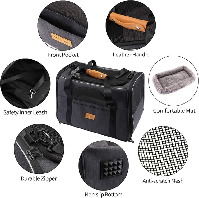 Detalle de Morpilot Hundetasche Transportbox faltbar mit atmungsaktivem Netz, Schultergurt und abnehmbarer Plüschmatratze