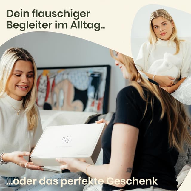 Detalle 2 de KUNU® XXL Wärmflasche (3,4 l) – flauschiger Bezug, auslaufsicher & extra Bezug – beige, inkl. Geschenkverpackung