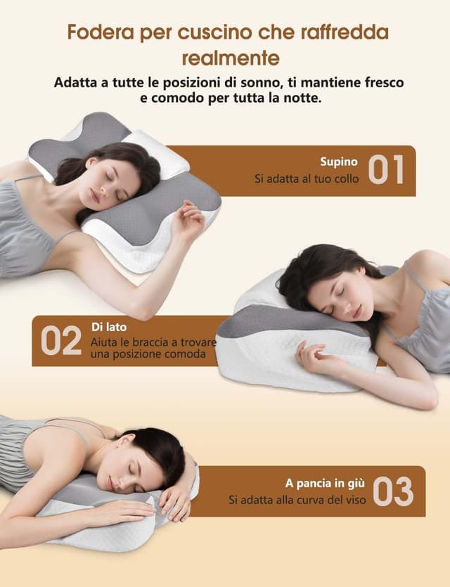 Thumbnail 3 de Levesolls Cuscino Cervicale 61x41 cm Memory Foam