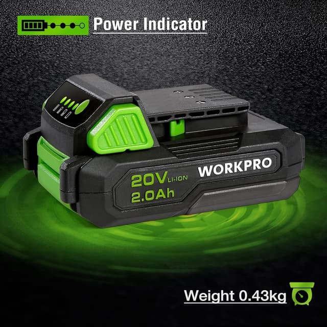 Detalle de Batteria WORKPRO 20V 2,0Ah agli ioni di litio da 430 g (compatibile solo con elettroutensili WORKPRO 20V)