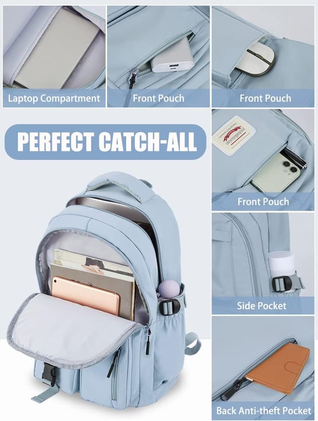 Thumbnail 6 de Fioretto Lightweight School Backpack for Women – 14-inch laptop rucksack with anti-theft back pocket