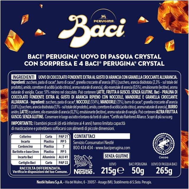 Detalle 2 de Baci Perugina Uovo di Pasqua 2026 Cioccolato all’Arancia Crystal con sorpresa e 4 cioccolatini da 265 g