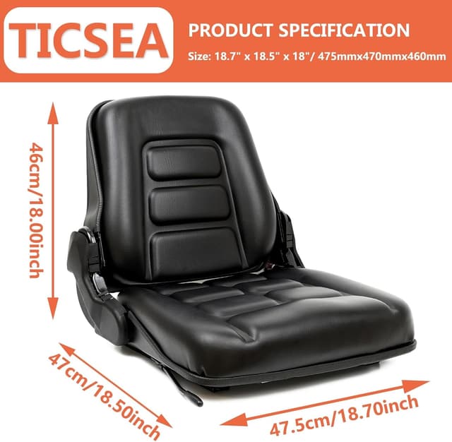 Detalle de TICSEA Universal Forklift Seat 160° backrest
