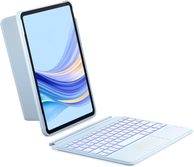 Detalle de Inateck Tastatur-Hülle für iPad (A16 11 Zoll & iPad 10. Gen 10,9 Zoll, QWERTZ) mit Touchpad und 7-farbiger Beleuchtung – KB04112