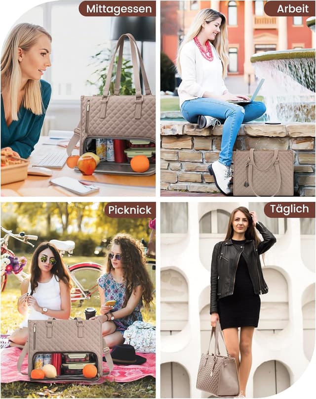 Detalle 2 de LOVEVOOK Laptoptasche für Damen mit isoliertem Lunch-Fach – für 15,6 Zoll Laptop, Schultertasche & Arbeitstasche