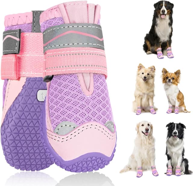 Detalle de SlowTon Hundeschuhe Pfotenschutz – 2 wasserdichte Outdoor-Stiefel mit rutschfester Sohle