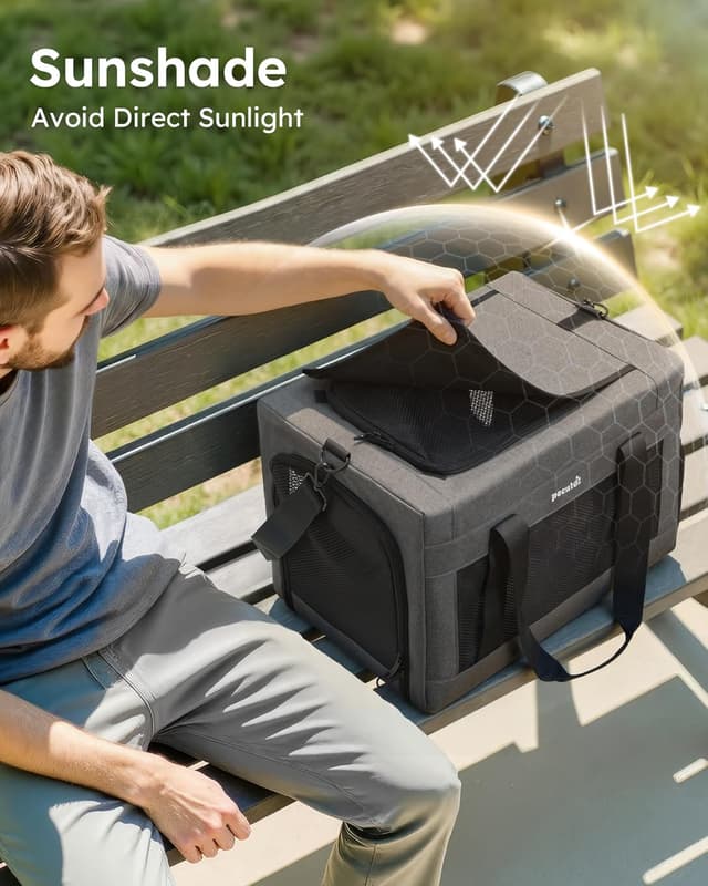 Thumbnail 6 de pecute Katzentasche / Hundetransporttasche Stabiler Rahmen, belüftetes Mesh-Fenster, bis 5–7 kg, Hellgrau (XL)