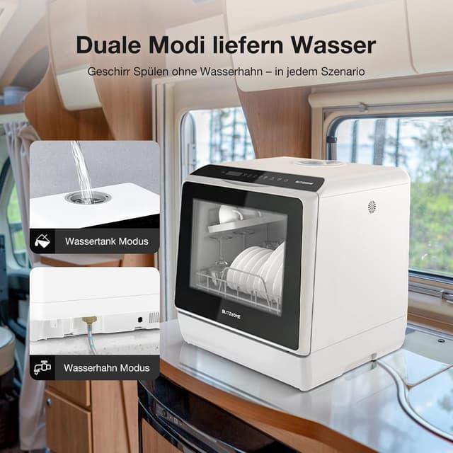 Thumbnail 6 de BLITZHOME Mini Spülmaschine (6 Programme) mit App-Steuerung und 5-Liter-Wassertank – tragbarer Tischgeschirrspüler