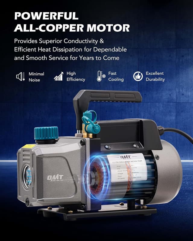 Detalle de Orion Motor Tech AC Vacuum Pump and Gauge Set (1/4 hp, 3.5 cfm) for R134a, R12, R22 & R502