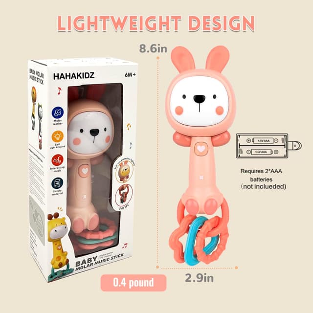 Thumbnail 6 de Baby Music Toy (6 to 12 Months) Musical Rattle with Lights & Sounds – Rabbit