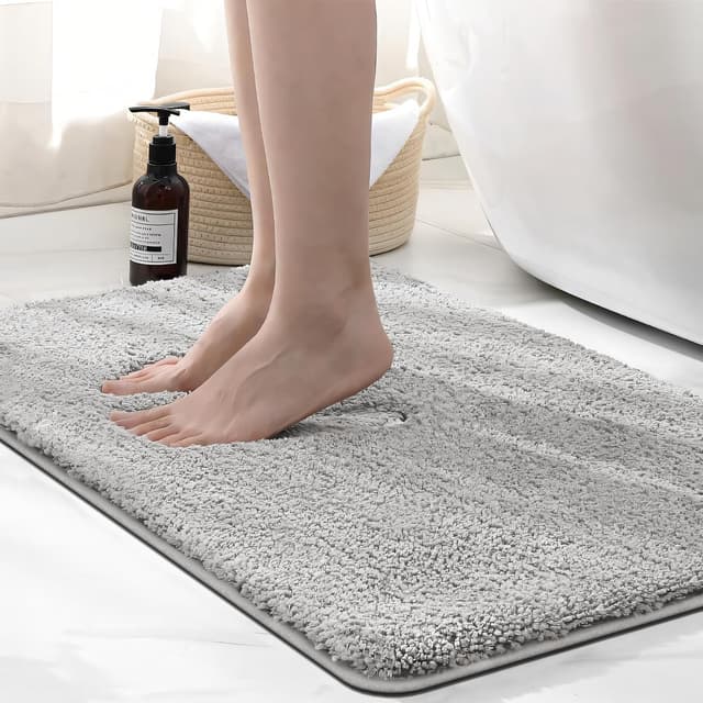 Detalle de wyewye Microfibre Bath Mat (2cm super thick), Light Grey 50x80cm