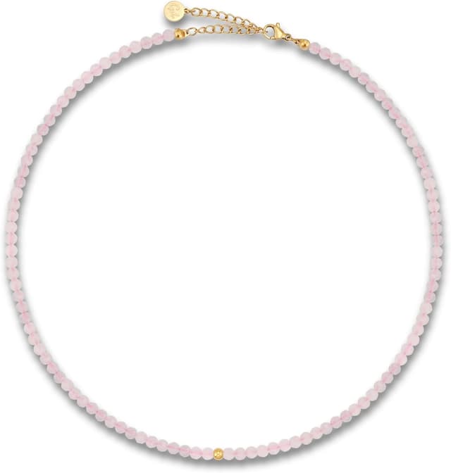 Detalle de GD GOOD.designs Collana di perle con pietre naturali 4 mm, regolabile 40–45 cm, placcatura oro 18K
