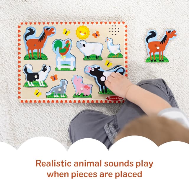 Detalle de Melissa & Doug Sound Puzzle Bauernhoftiere, 8-teiliges Holz