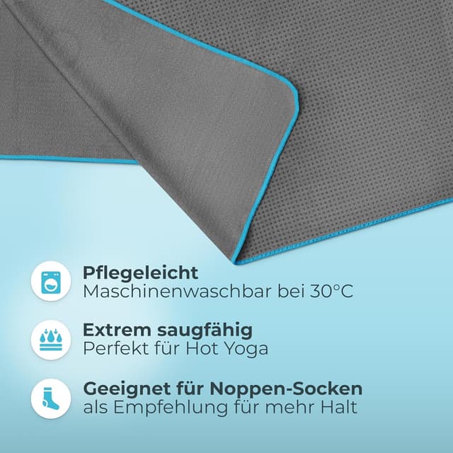 Detalle de NirvanaShape Yoga Handtuch rutschfest (Hot Yoga Towel) mit Antirutsch-Noppen – 185 x 63 cm