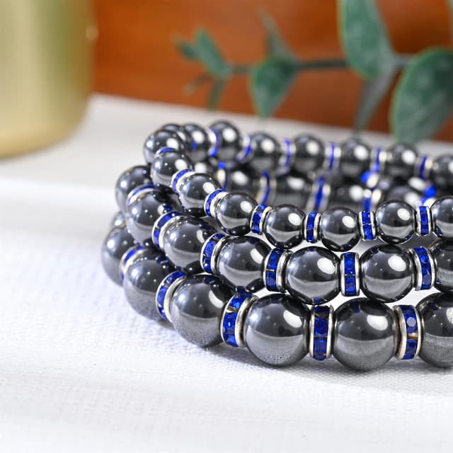 Detalle de Apocalyptic-K Hämatit Magnetarmband mit Strasssteinen (6/8 mm) – antistatisch für Männer & Frauen