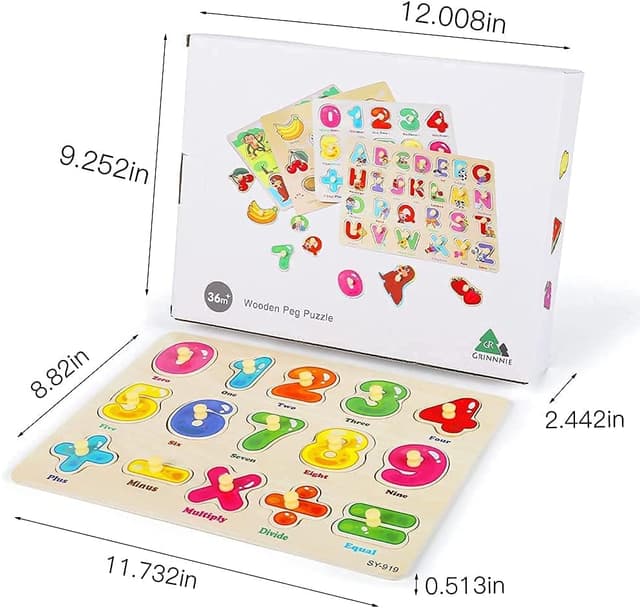 Thumbnail 5 de GRINNNIE Wooden Peg Puzzle for Toddlers 3