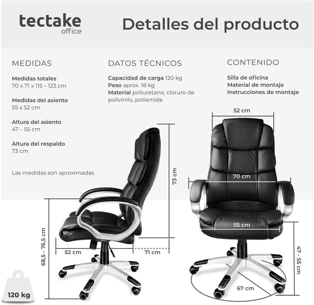 Thumbnail 2 de tectake® Silla de Oficina Ergonómica 150 kg