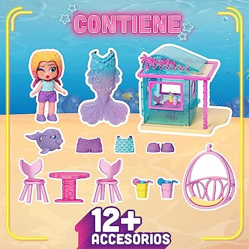 Detalle de KOOKYLOOS Mermaid Beach House muñeca con mascota que cambia de color