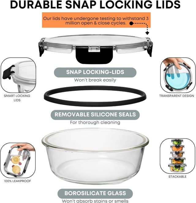 Thumbnail 2 de Razab 30 Glass Food Storage Containers 30pc 🥡