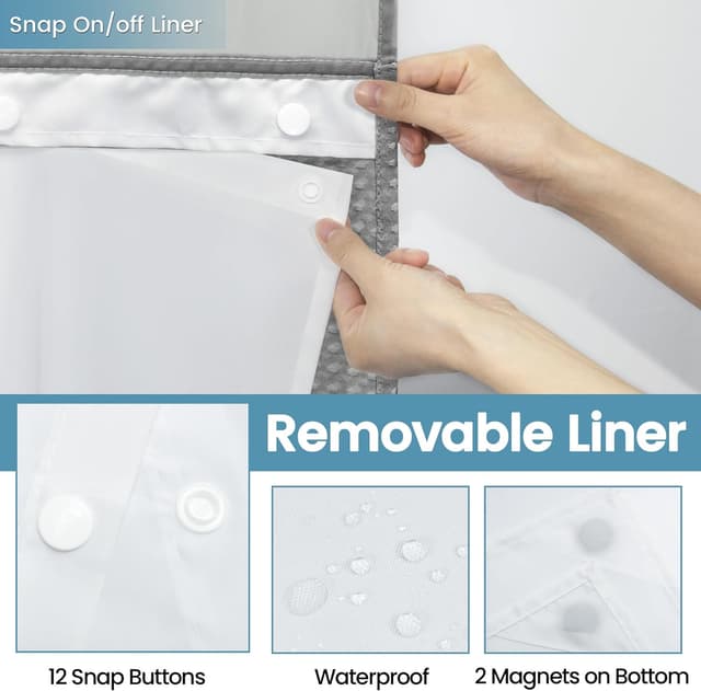 Detalle de Shower Curtain Liner Set 71W x 74H