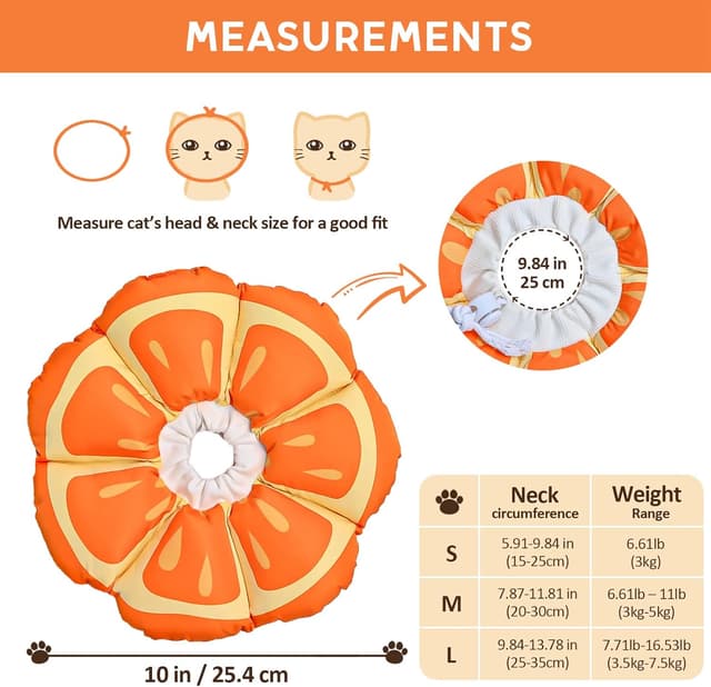 Detalle 2 de Avont Cat Cone Collar Soft (Mandarin) – adjustable pet recovery collar for cats, kittens & small pets, size S