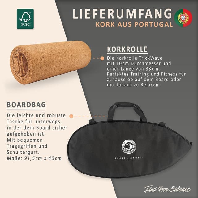 Detalle de JUCKER HAWAII Balance Board Ocean Rocker – Balanceboard mit Rocker Shape aus 100% Echtholz