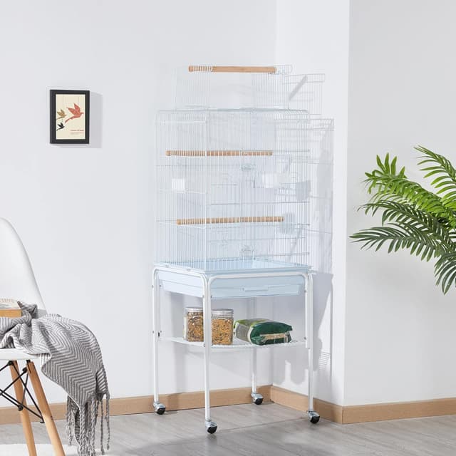 Detalle 2 de Yaheetech Parrot Cage with Open Play Top, Detachable Stand and Slide-Out Tray (for small birds)