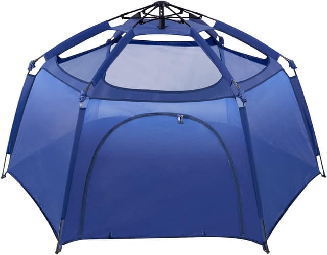 Detalle de Alvantor Baby Playpen Pop Up Play Yard (84x84x44) Large Mesh Kids Play Pen with Canopy, Navy